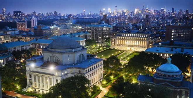 Overview of Columbia Campus at Night